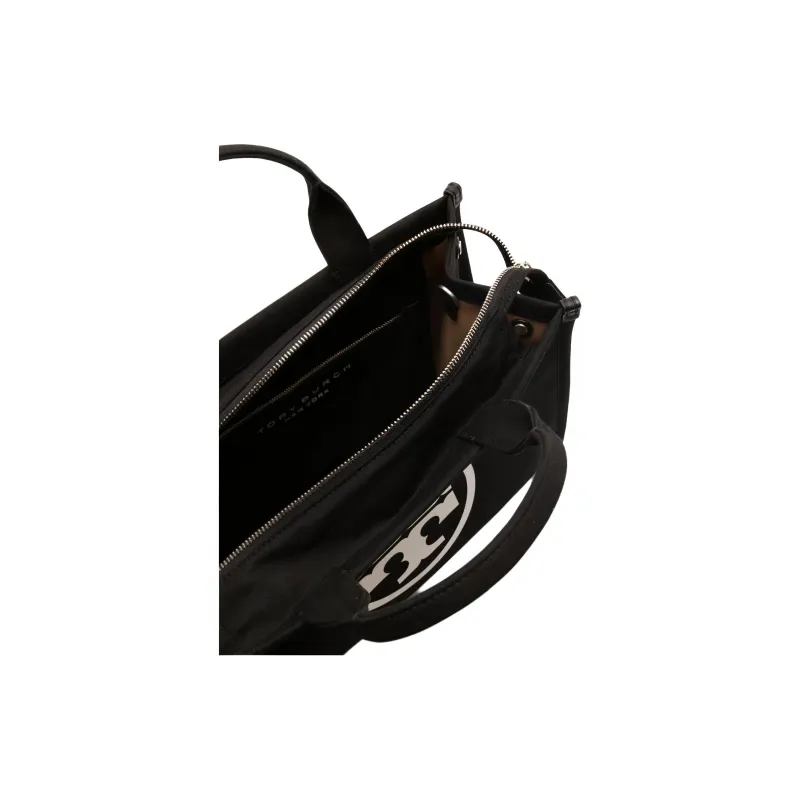 TORY BURCH Ella Fabric Brown Lining Tote Bag Shopping Bag Shoulder Bag Handbag Women's Black-3