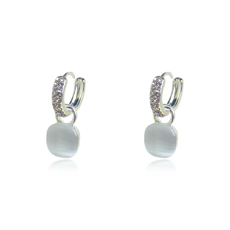 ERXI S925 Sterling Silver Needle Earrings Women's-2