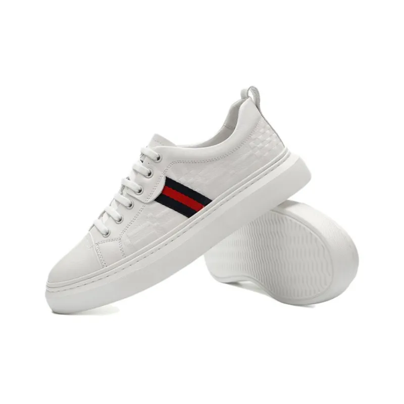 Walker Shop Lightweight And Breathable Low Top Skateboard Shoes Men's White Red-2