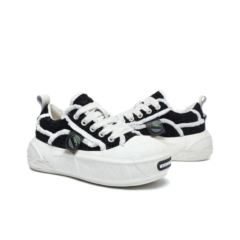 MOREMORENOISE Canvas Shoes Unisex Low Top White-1
