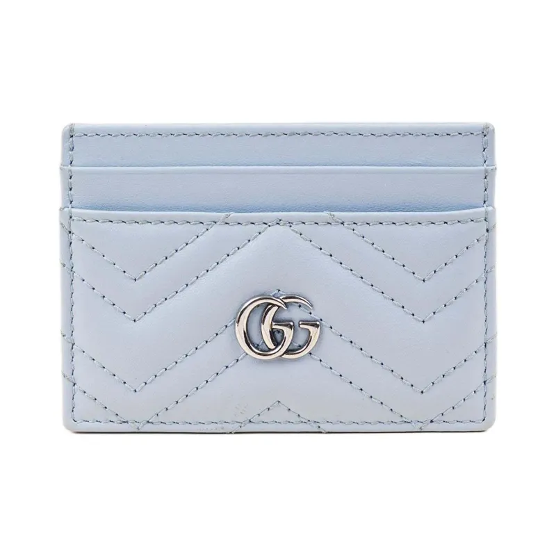 GUCCI GG Marmont Leather Card Holder Women's Blue-0