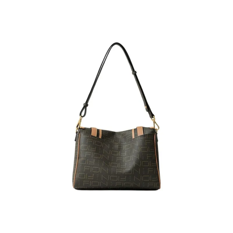 FION Coated Canvas Crossbody Bag Shoulder Bag Regular Women's Dark Coffee Brown-3