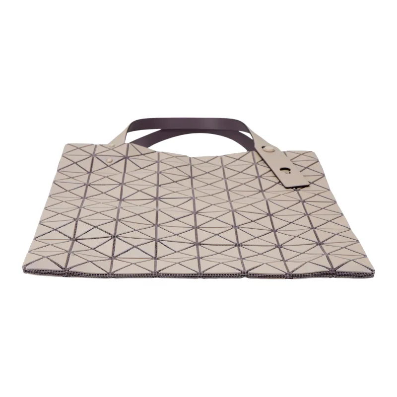 ISSEY MIYAKE Prism Polyester Tote Bag, Shopping Bag, Handbag Women's Gray & Beige-5