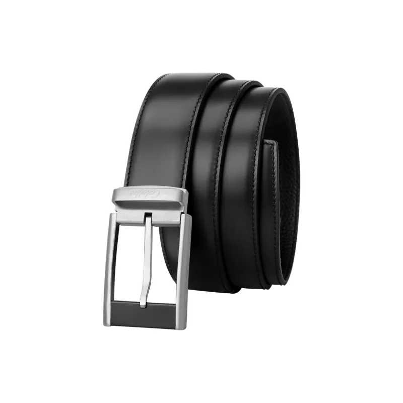 CATELLES Top Grain Cow Leather Leather Belts Men's Silver Buckle Black/Gold Tone Lock Coffee 3.5cm-1
