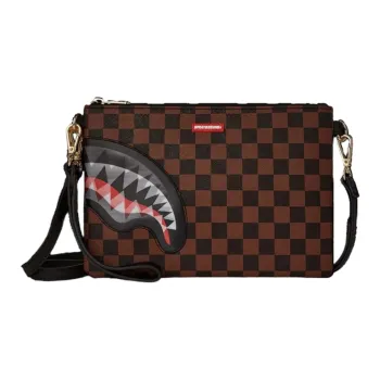 SPRAYGROUND Sharks In Paris Lenticular Champ Crossover Clutch Brown Checker