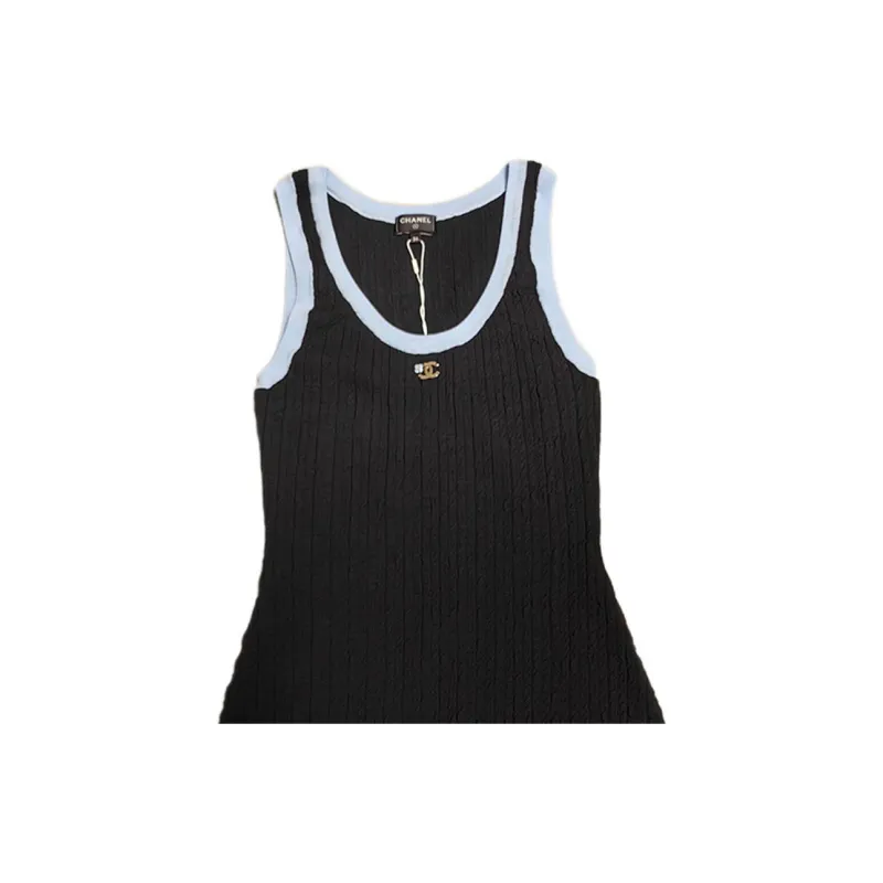 CHANEL 24 Fall Winter Sleeveless Dress Women's Black-5