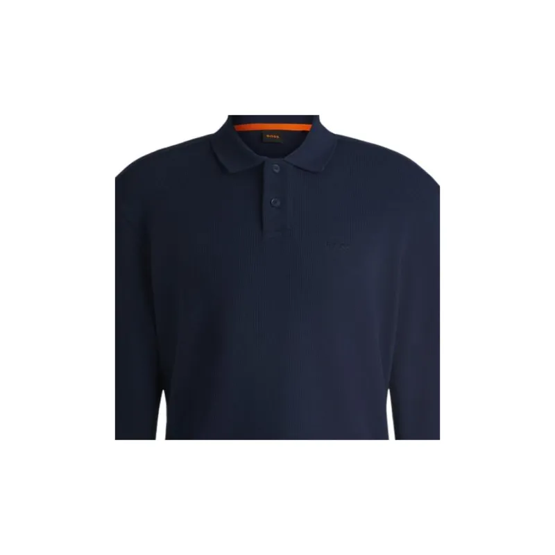 HUGO BOSS Long Sleeved Knit Polo Shirt-5