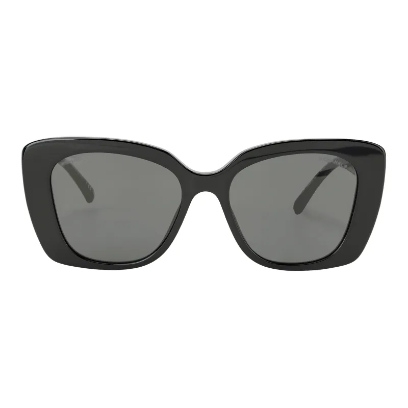 CHANEL Plate Frame Injection Molding Square Sunglasses Unisex Black-1