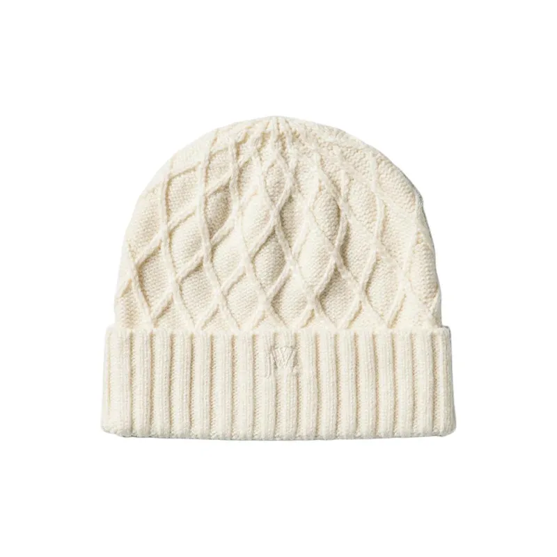 UNIQLO Acrylic Polyamide Sheep Wool Elastane Beanies Unisex Ivory/Black-0