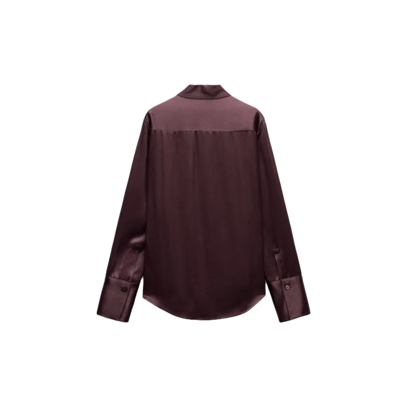 ZARA ZW Series Shirt Women's Burgundy-1