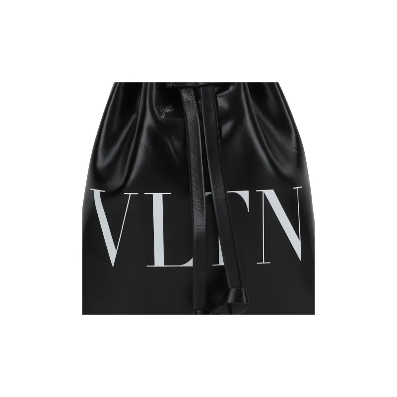 Valentino VLTN Shiny Calfskin Shoulder Bag, Crossbody Bag Regular Men's Black-4