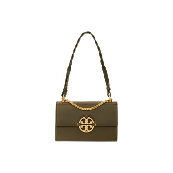 TORY BURCH Miller Grained Cow Leather Portable Trunk Bag Shoulder Bag Crossbody Bag Medium Size Women's Olive Green