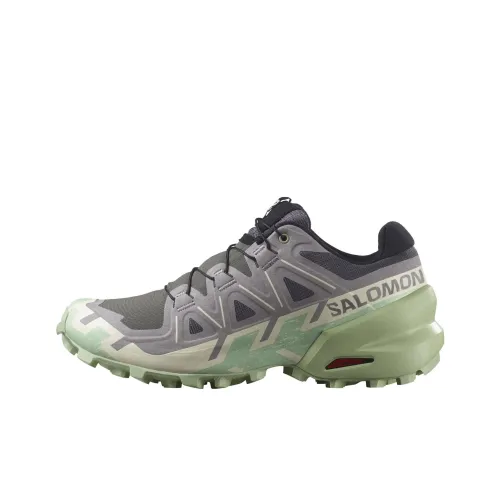 SALOMON Speedcross 6 Anti Slip Wear Resistant Low Top Trail Running Shoes Women's Gray Green