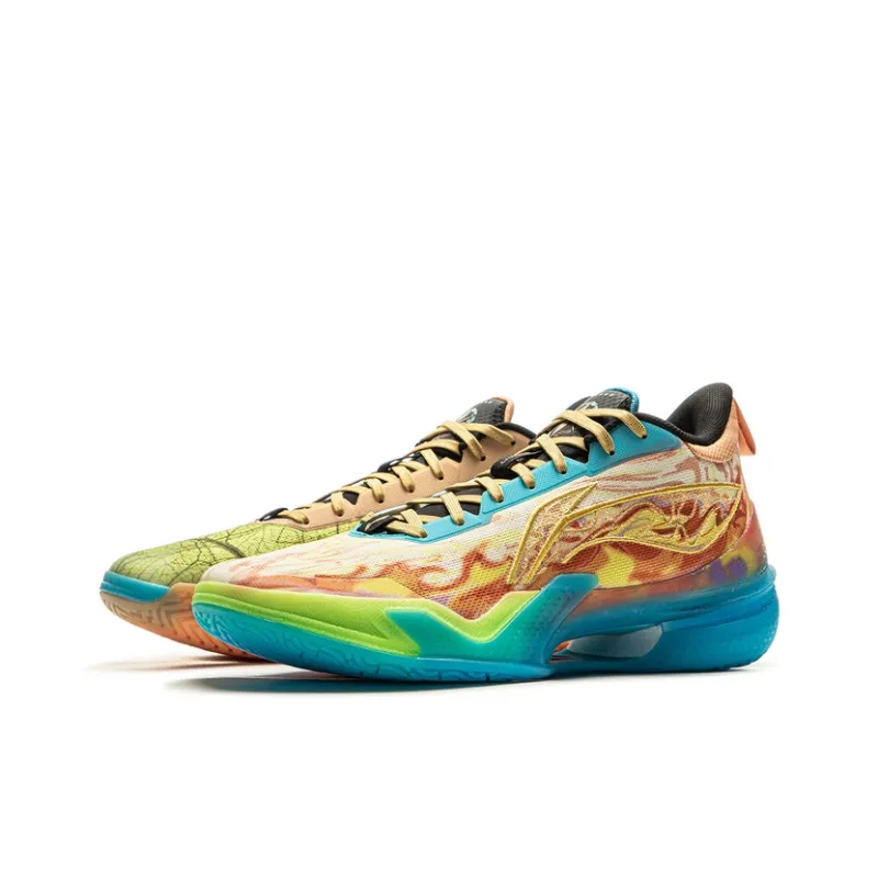 LiNing Knife 5 Slip Resistant Rebound Coverage Performance Basketball Shoes Men's Orange Blue-2
