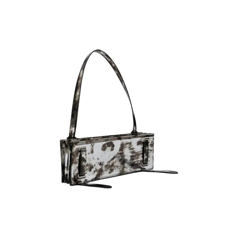 YProject Leather One Shoulder Handbag Women's Black & White-1
