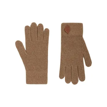HERMES Wool Cashmere Calfskin Knit Gloves Unisex Multicolor