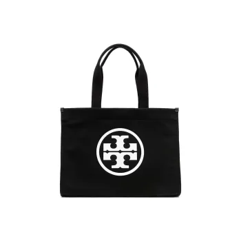 TORY BURCH Ella Fabric Brown Lining Tote Bag Shopping Bag Shoulder Bag Handbag Women's Black