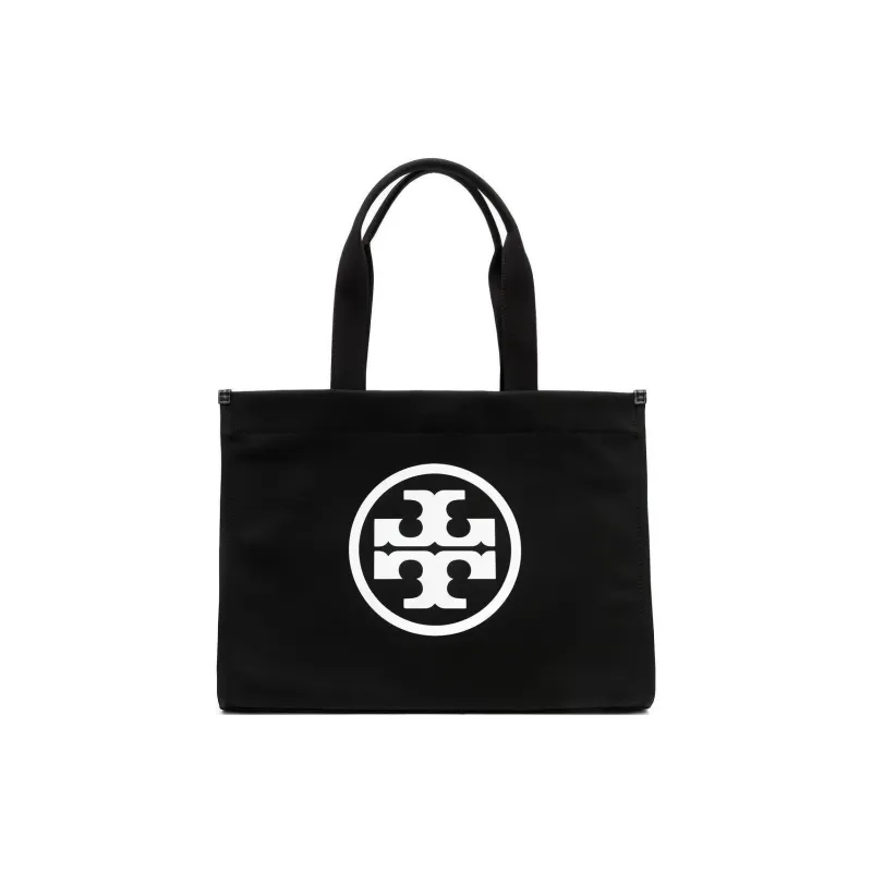 TORY BURCH Ella Fabric Brown Lining Tote Bag Shopping Bag Shoulder Bag Handbag Women's Black-0