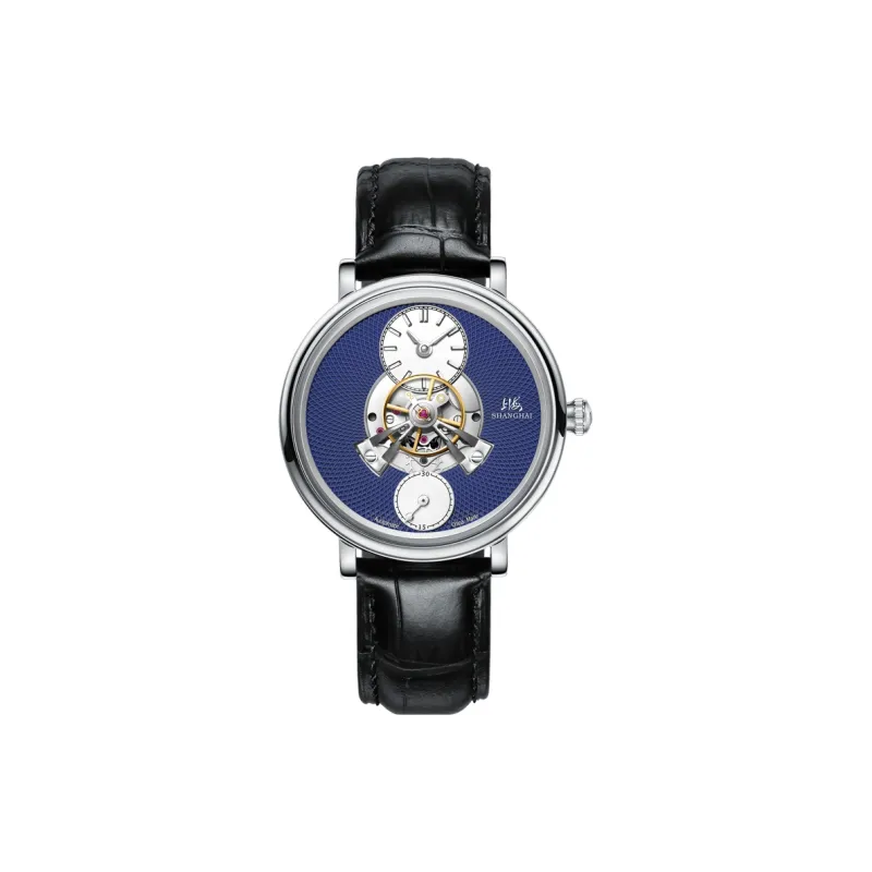 SHANGHAI Metropolis Automatic Mechanical Movement Cow Leather Strap Watch Men's Watches Blue Dial-12