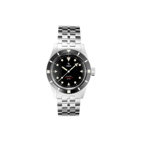 YEMA 오토매틱 메커니컬 무브먼트 남성 유럽 미국 시계 38MM 블랙