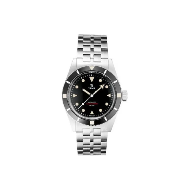 YEMA Wrist Watch Automatic Mechanical Movement Steel Strap 38mm Black Dial Men's Watches-0