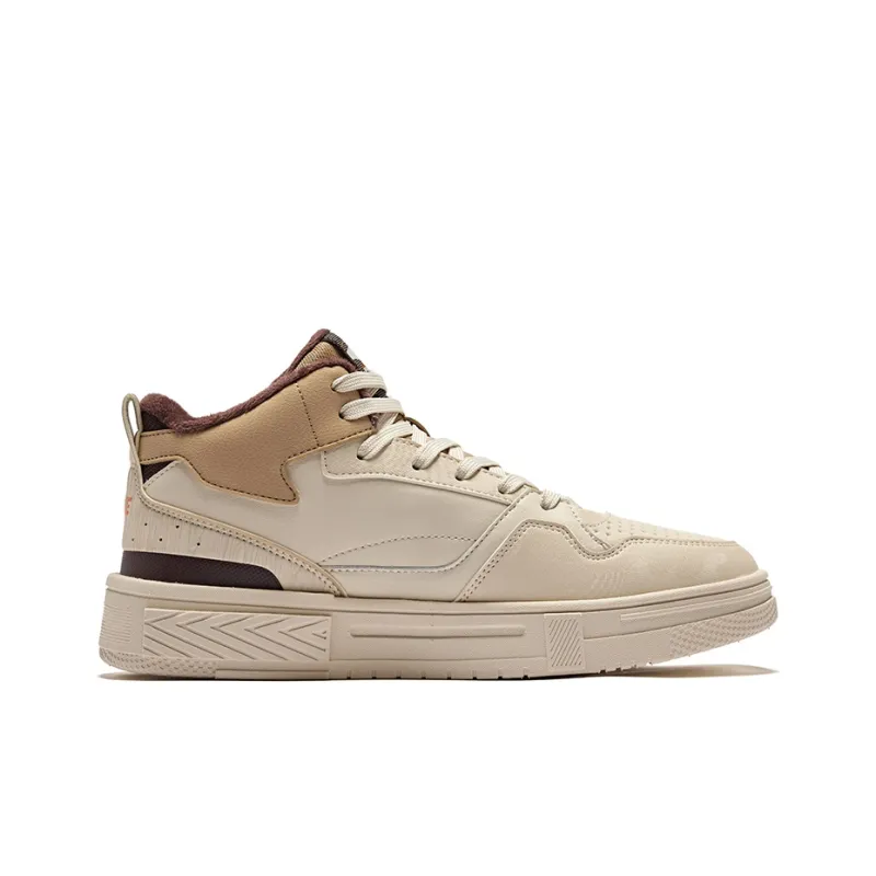 Erke Conquer 3 Warm Slip Resistant High Top Skateboard Shoes Men's Warm Linen Khaki-1