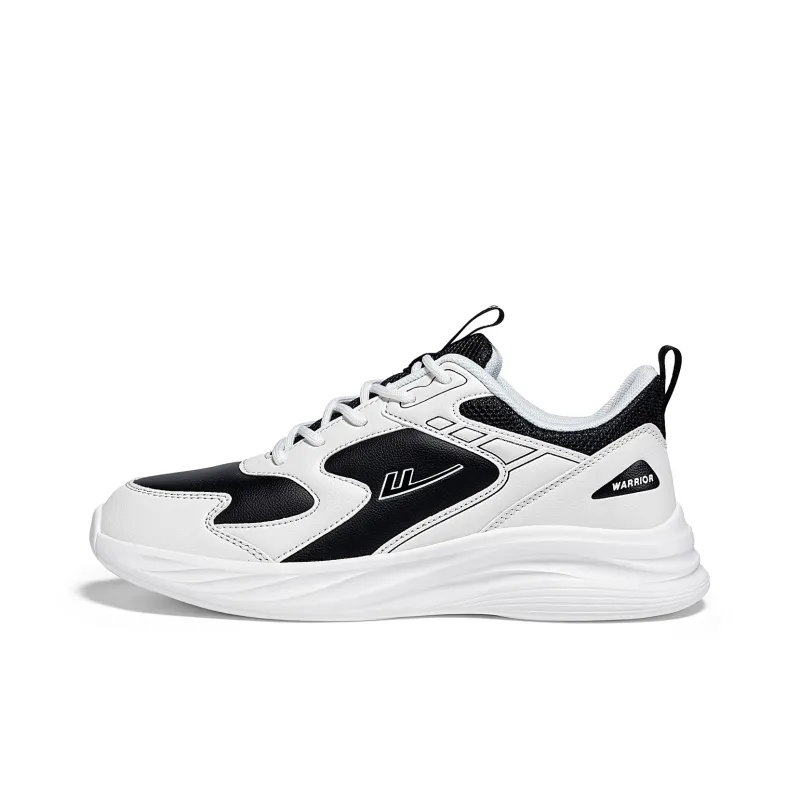 Warrior Cushioning Height Increasing Abrasion Resistant Lightweight Mat Low Top Running Shoes Unisex Black White-0
