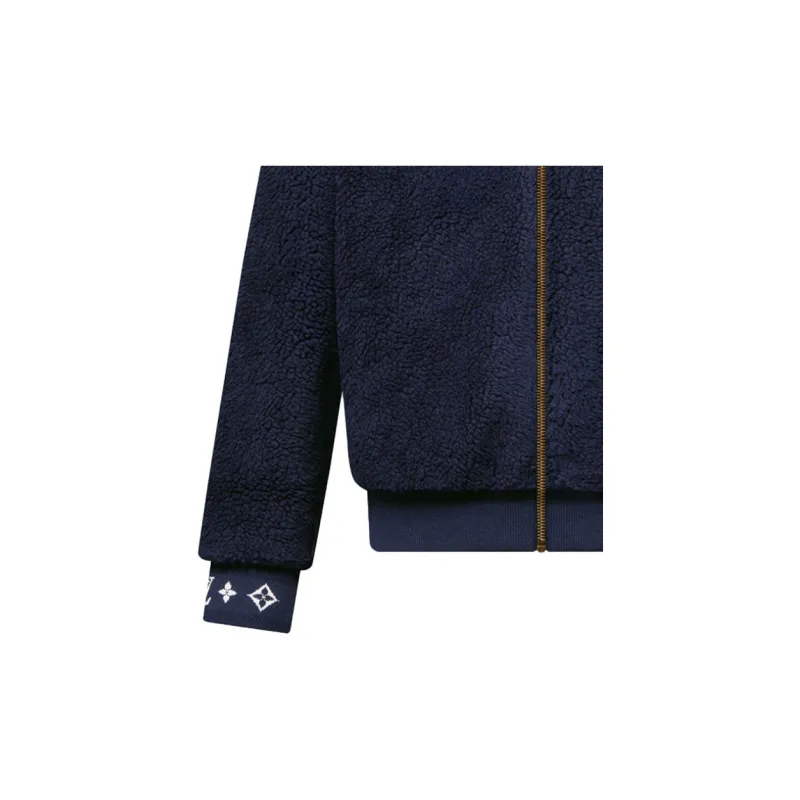 LOUIS VUITTON 1AHUGS Leather Patch Fleece Blouson-5