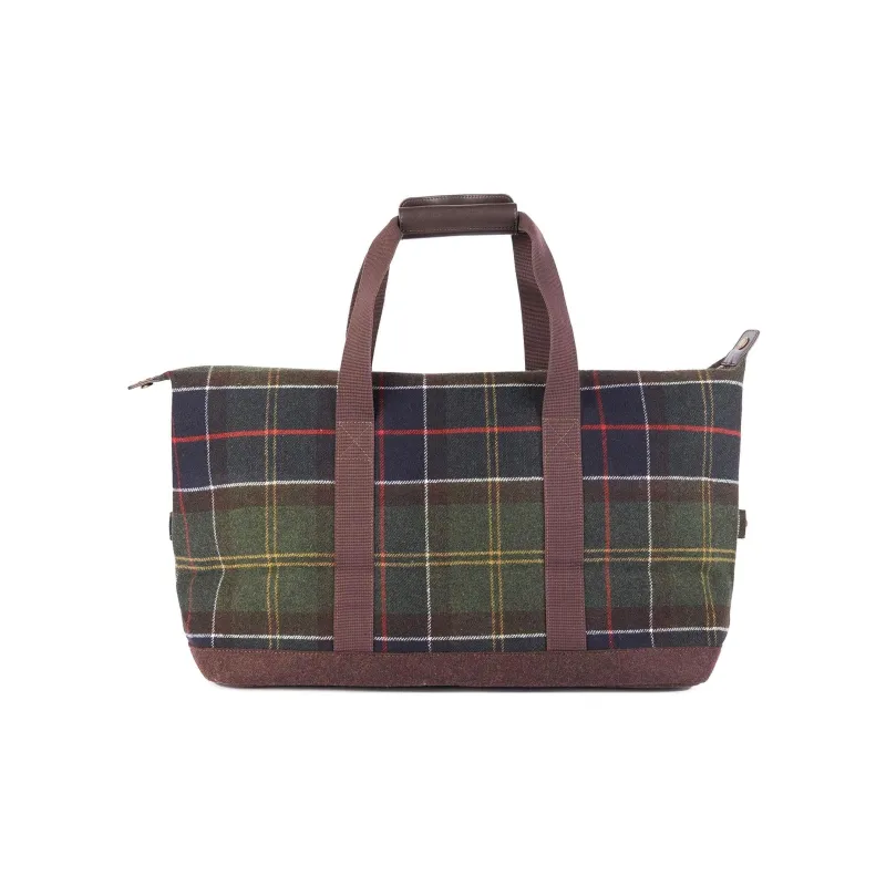 BARBOUR Logo Patch Checked Pattern Holdall Bag-1