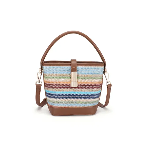 RED DRAGONFLY Fabric Bucket Bag, Shoulder Bag, Handbag Women's Rainbow