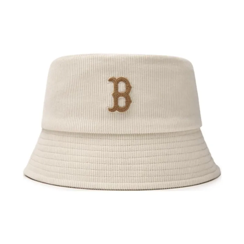 MLB Cotton Polyester Corduroy Bucket Hats Unisex Black/Dark Cream-2