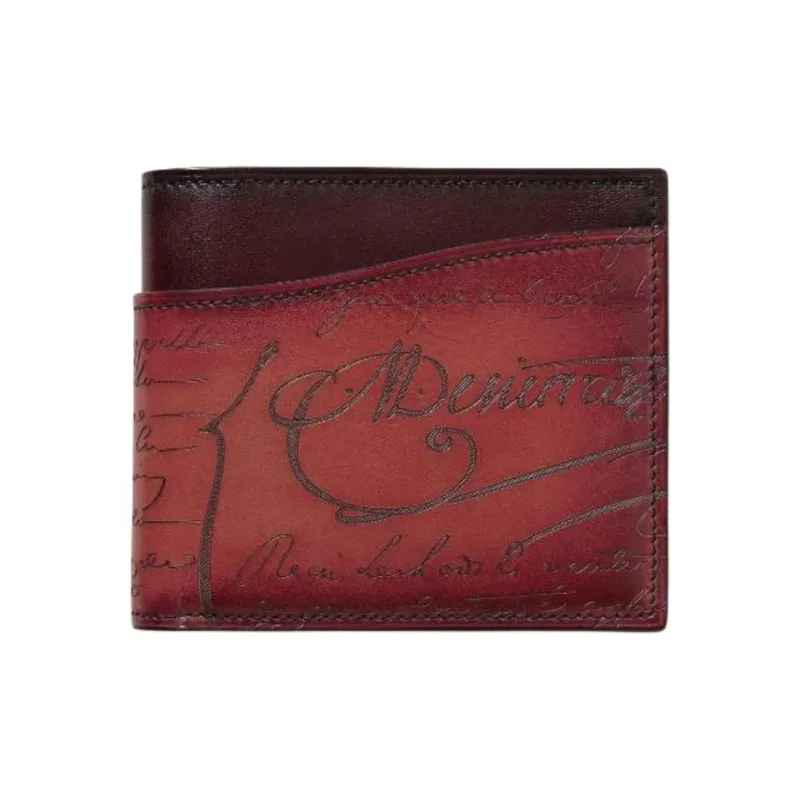 BERLUTI Calfskin Wallet Men's Burgundy Color-0
