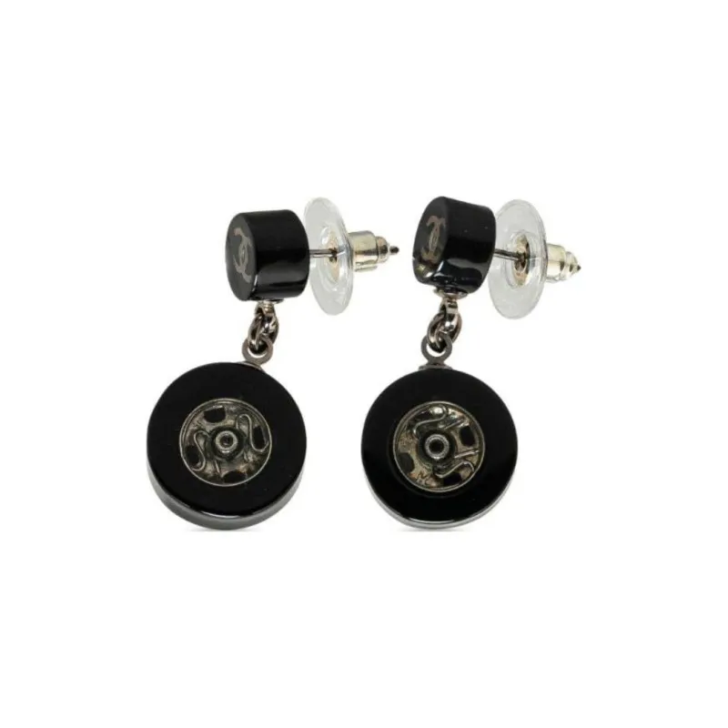 CHANEL 2003 Resin Cc Tire Drop Costume Earrings-0