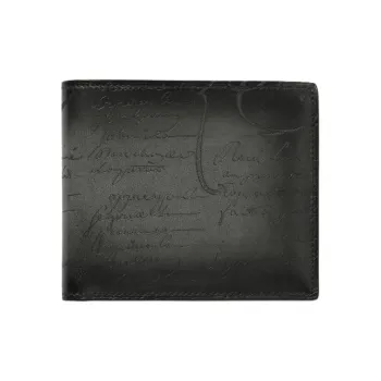 BERLUTI Calfskin Wallet Men's Charcoal Black