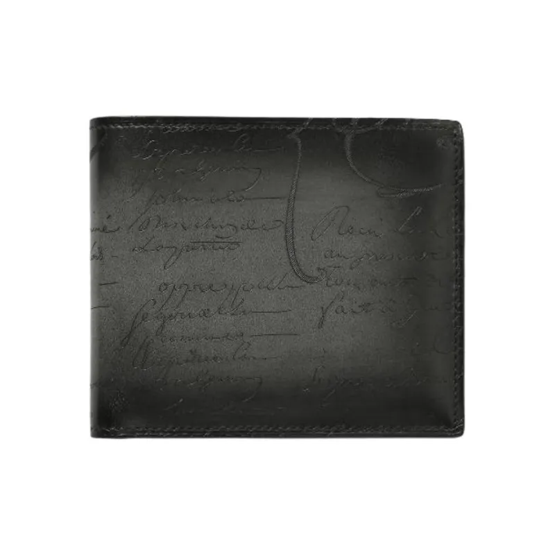 BERLUTI Calfskin Wallet Men's Charcoal Black-0