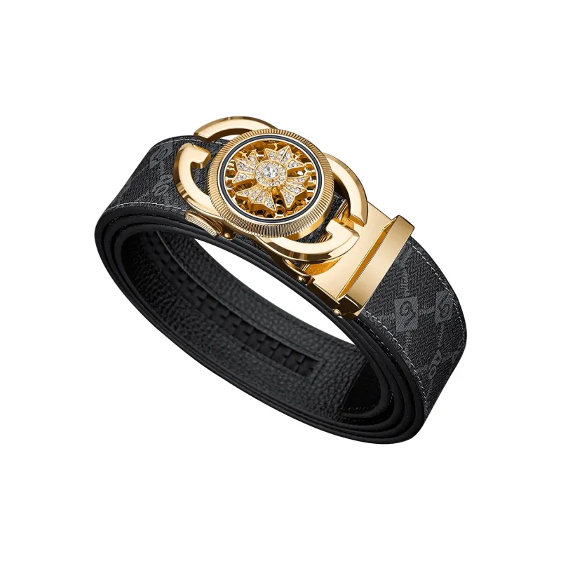 WilliamPOLO Cow Leather Belts Men's Gunmetal, Gold Width 3.5cm-19