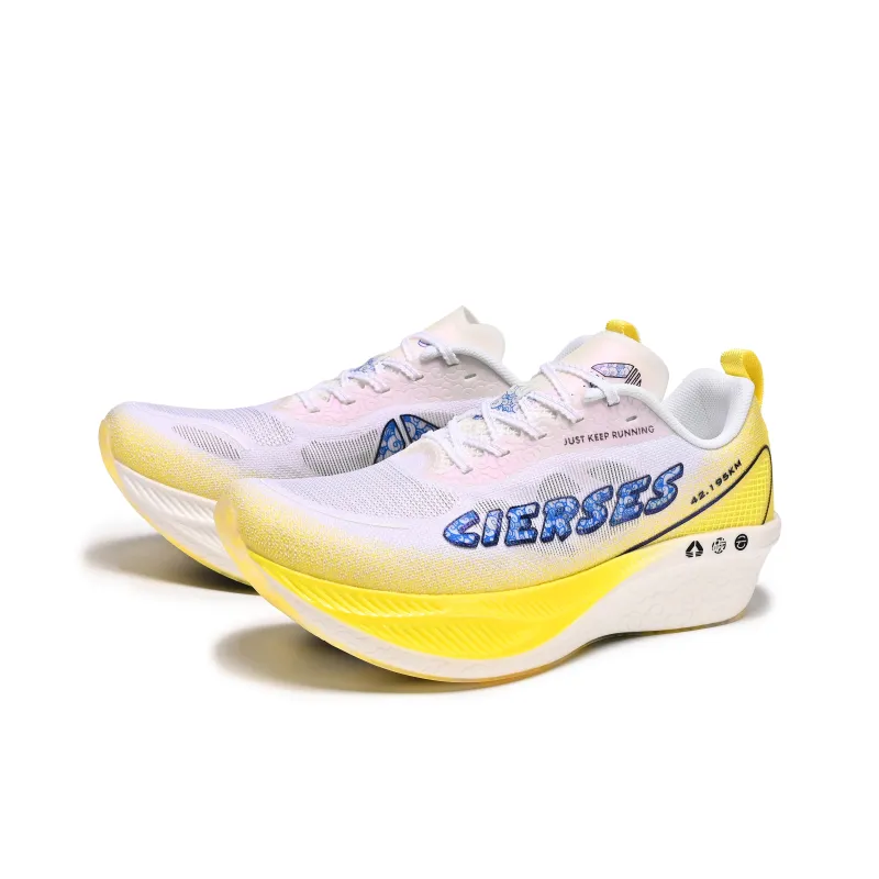 CIERSES Low Top Running Shoes Unisex White Colored Glaze Yellow-3