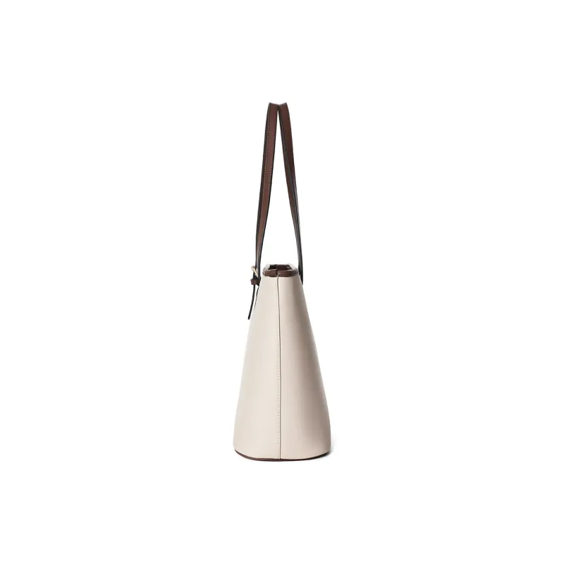 MEXICAN Polyurethane Leather Tote Bag, Shopping Bag, Shoulder Bag Tubas Women's Ecru & Apricot/Ecru & Coffee-8