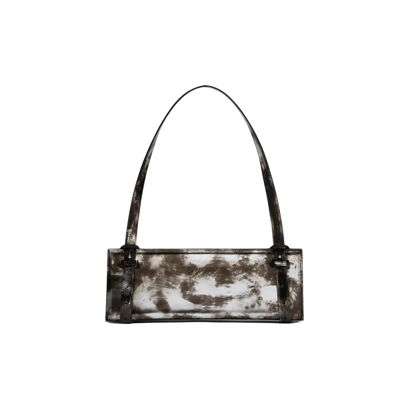 YProject Leather One Shoulder Handbag Women's Black & White-2