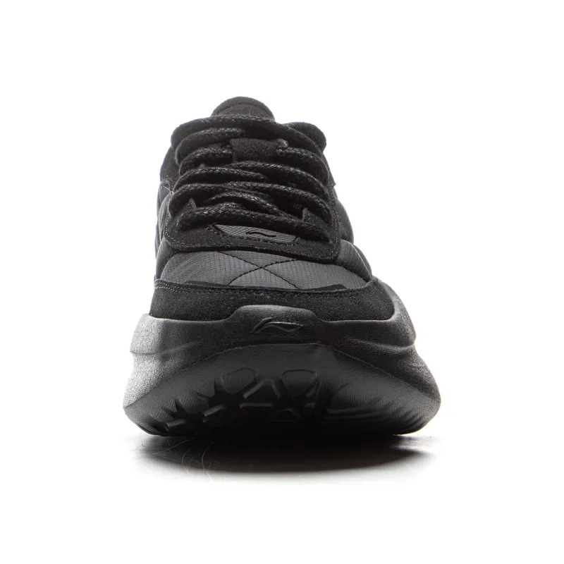 LiNing Cloud Wave Lace Cushioning, Slip Resistant, And Abrasion Resistant Low Top Casual Shoes Women's Black-3