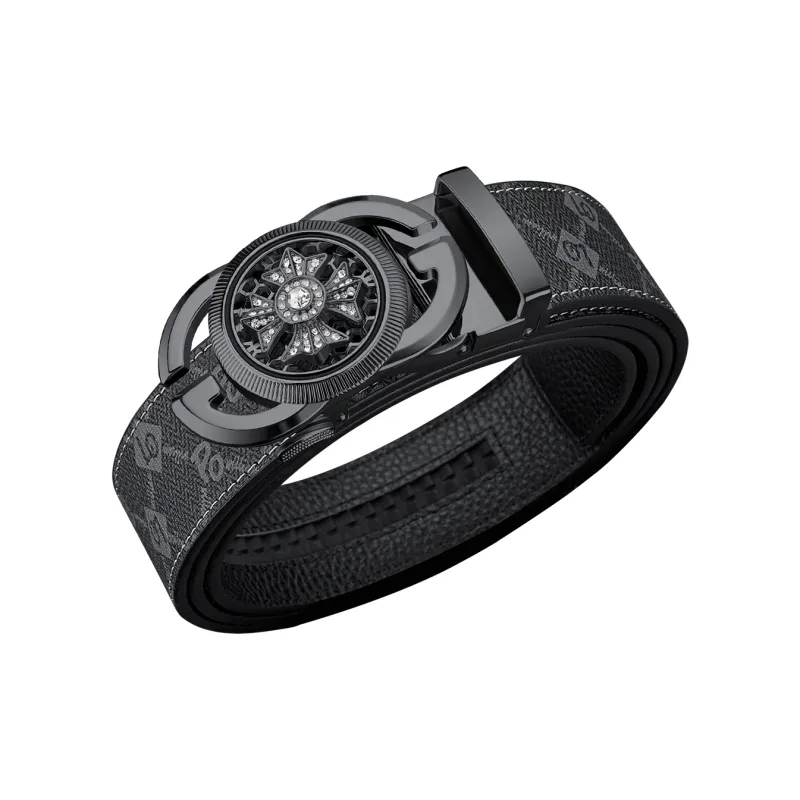 WilliamPOLO Cow Leather Belts Men's Gunmetal, Gold Width 3.5cm-14