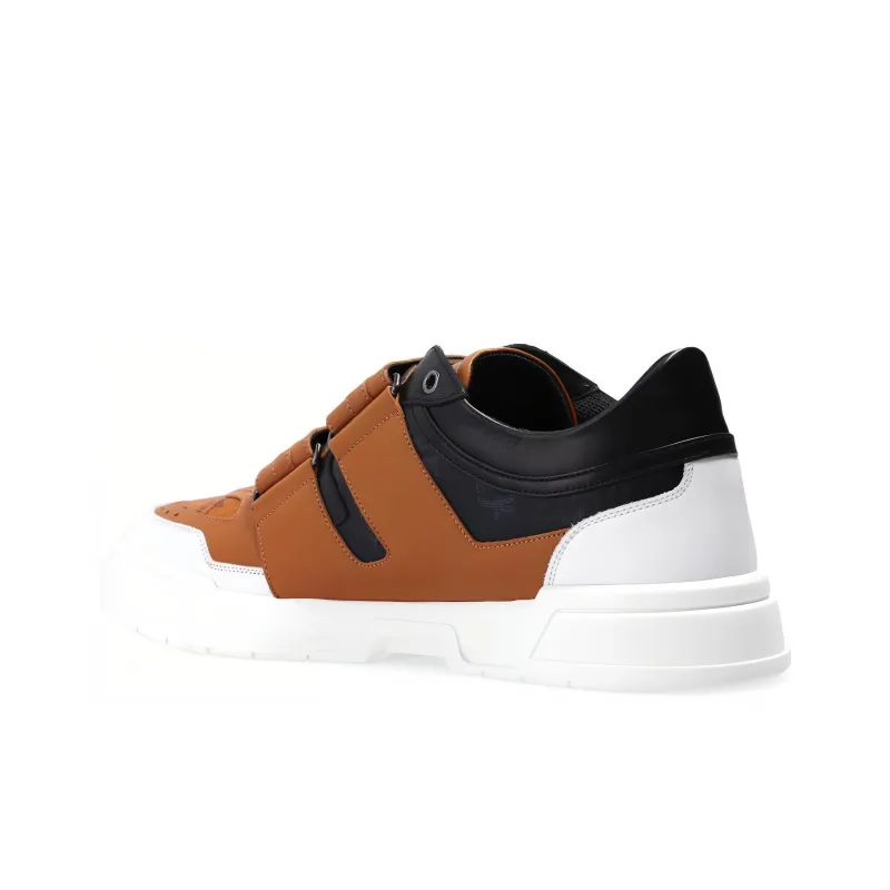 MCM Skyward Visetos Low Top Stylish Skateboarding Shoes Men's Cognac-3