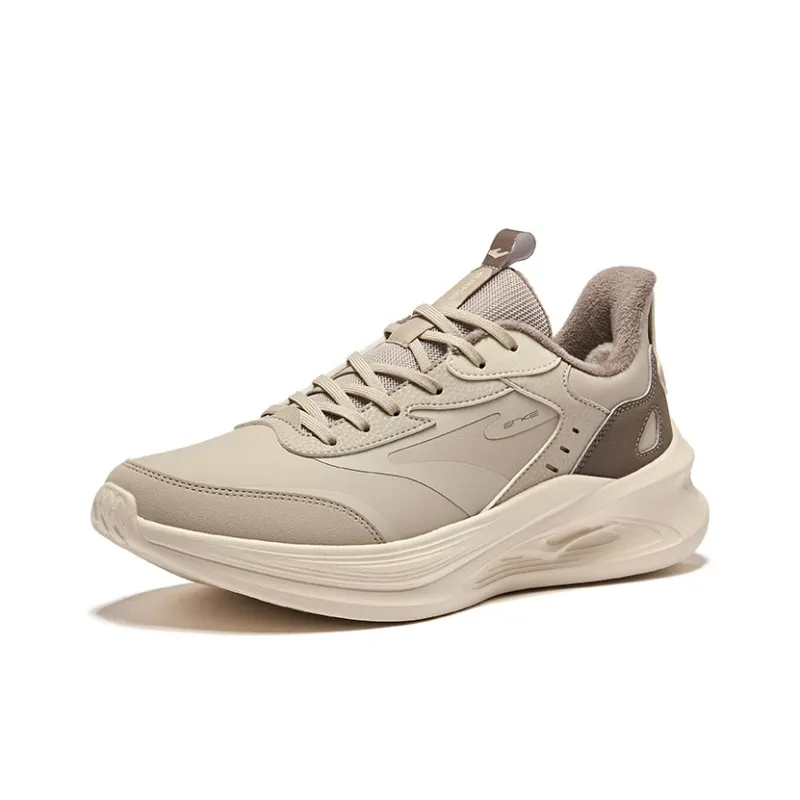 Erke Ling Yue 2.0 Slip Resistant Warm Low Top Running Shoes Men's Light Linen Brown Stone-2