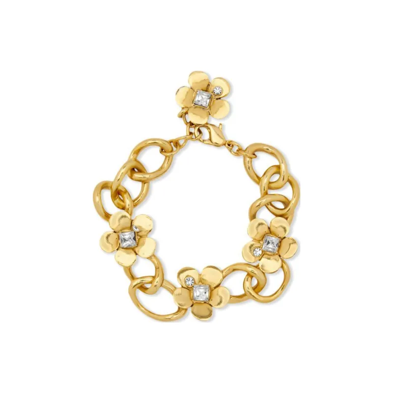 Oscar De La Renta O Chain Link Flower Bracelet-1