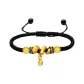 Wealth Coiled Snake+Collectible Coin Bead Bracelet, Black Cord