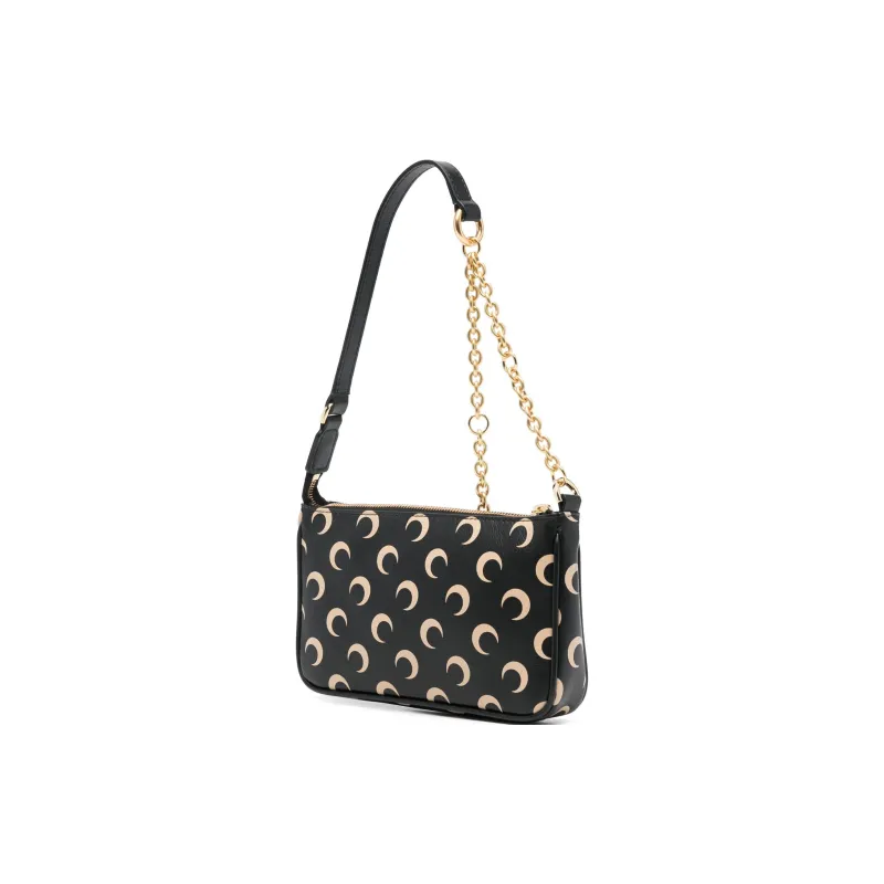 Marine Serre Calfskin Handbag, Shoulder Bag Women's Black-1