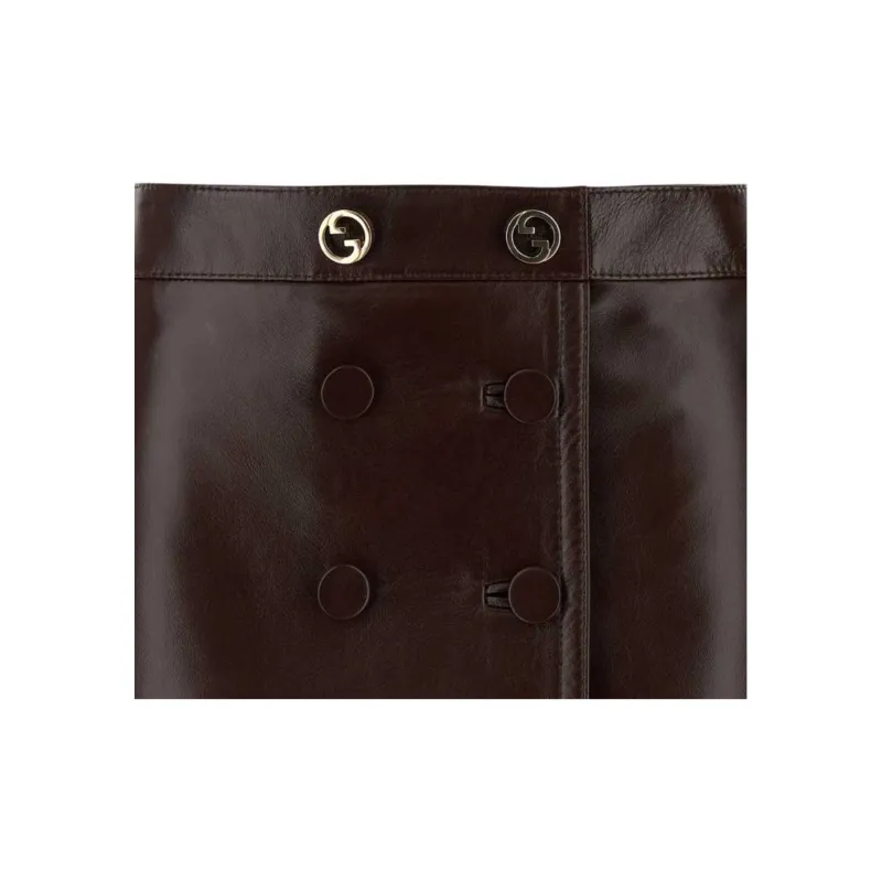 GUCCI Leather Mini Skirt-4