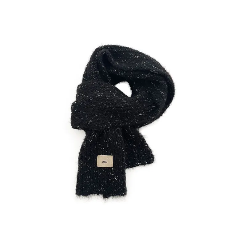 FUO Polyester, Wool Knit Scarves Unisex Blue-4