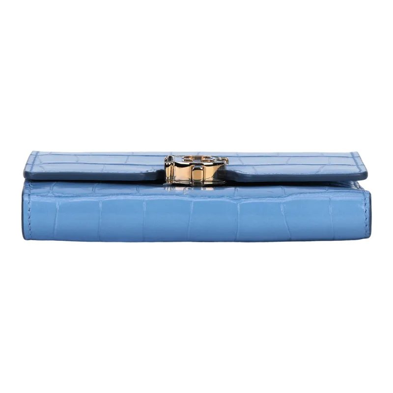 Burberry Embossed Calfskin Wallet Small Size Women's Blue-6
