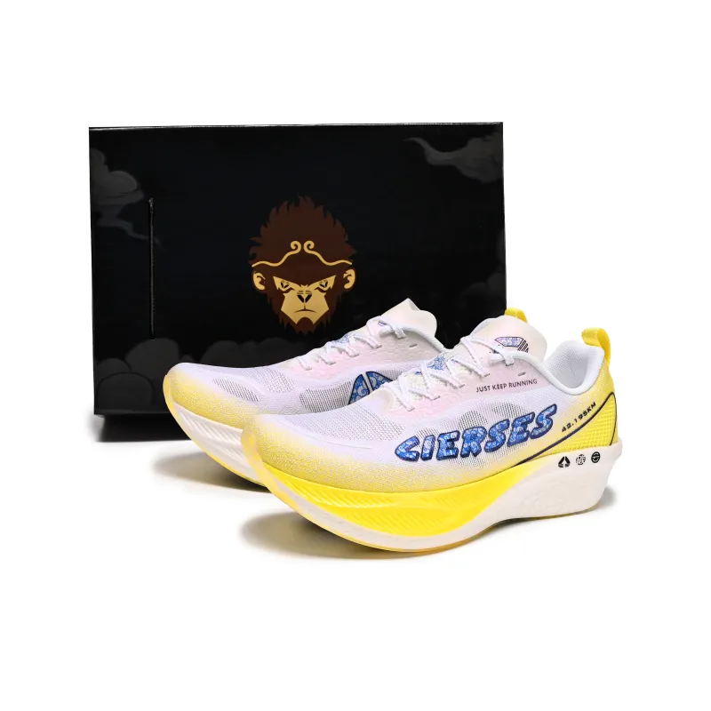 CIERSES Low Top Running Shoes Unisex White Colored Glaze Yellow-0